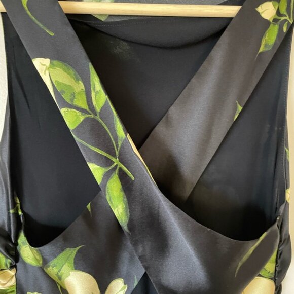 NEW Reformation Anaiis Silk Long Black Floral Backless Dress Mood for Love US 0 - Picture 12 of 16